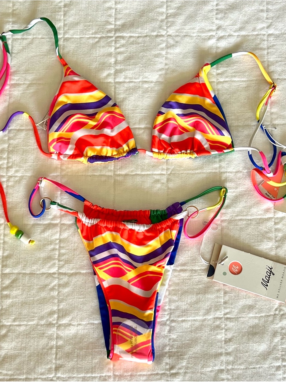 MAAJI 🔥Colorblock Triangle String Bikini - Multicolor - Picture 7 of 10